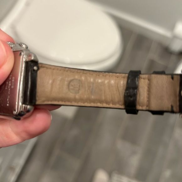 MICHELE Deco Stainless Diamond Watch With Addl Black Alligator Watch Band - Picture 13 of 14